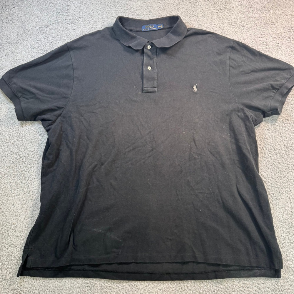 Polo Ralph Lauren‎ Mens 3XB Black Short Sleeve Pique Polo Shirt Big & Tall Logo